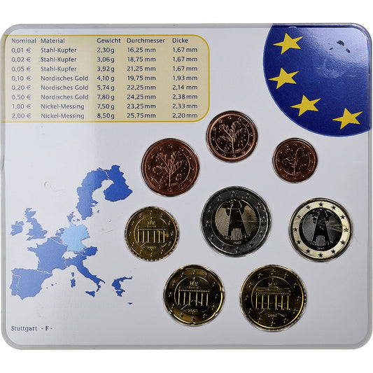 Germania,
Set 1 ct. - 2 euro,
Card de monede.FDC